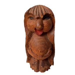 VTG Norwegian Wooden Hand Carved Troll Folk Art Mid-Century Scandinavian Rare